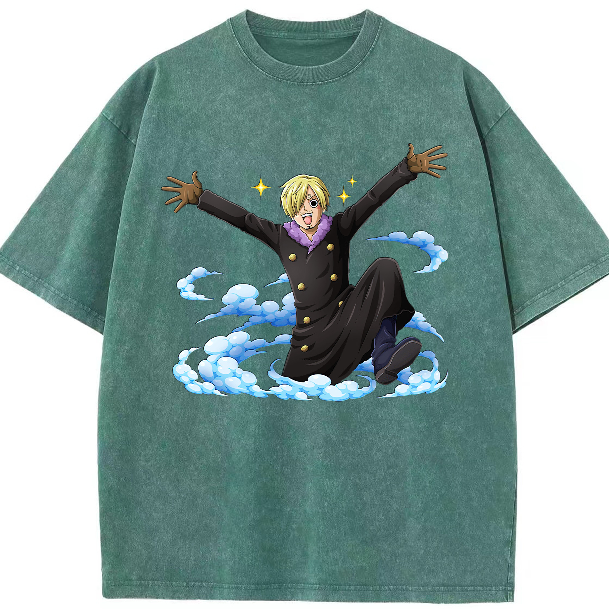 ワンピース サンジ ONE PIECE Sanji 綿100% ヴィンテージ風 半袖Tシャツ（フロントプリント）